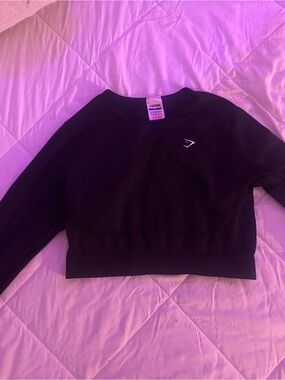 Gymshark Black Cropped Crew Sweatshirt with Logo